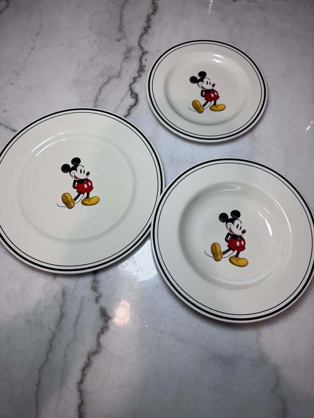 Vintage Disney Mickey Mouse Ceramic Plate Set of 3